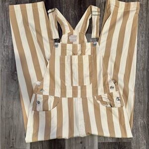 Brixton Beige and White Striped Overalls